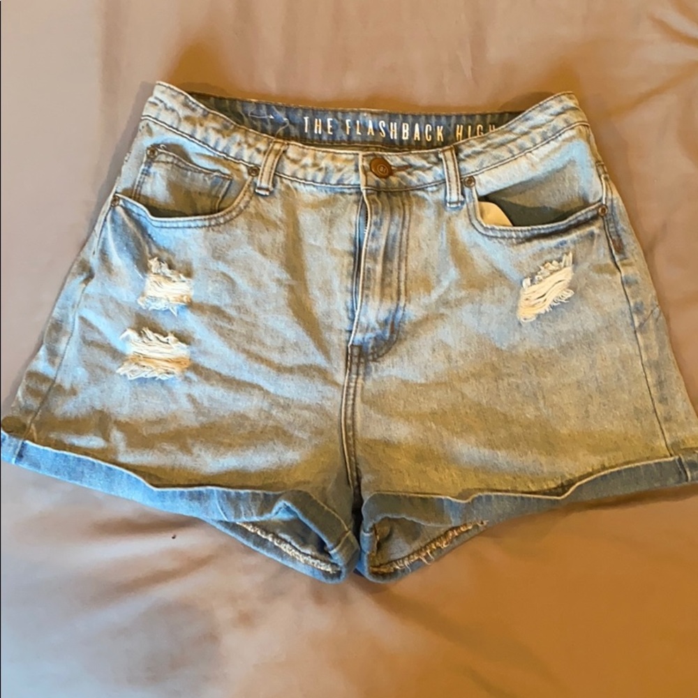 High-Rise Denim Mom Shorts